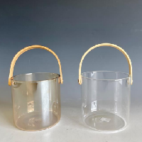 Glass container with handle
